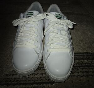 Puma Classic White Sneakers with Green Logo